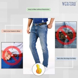 WERFORU No Buckle Elastic Stretch Belt for Women Men 2 Loop Buckle Free Invisible Belt for Jeans Pants 2 Pack,Fit 2 loop distance 7"-14"