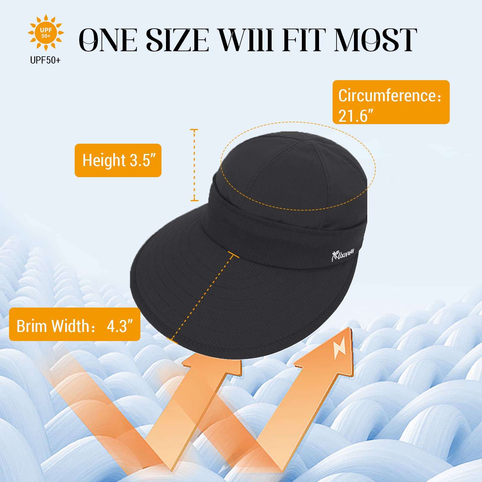 Sun Hat Womens Summer Beach Hats Wide Brim Packable Sun Visor with UV Protection Golf Hat with Ponytail Hole White Sunhat Cap