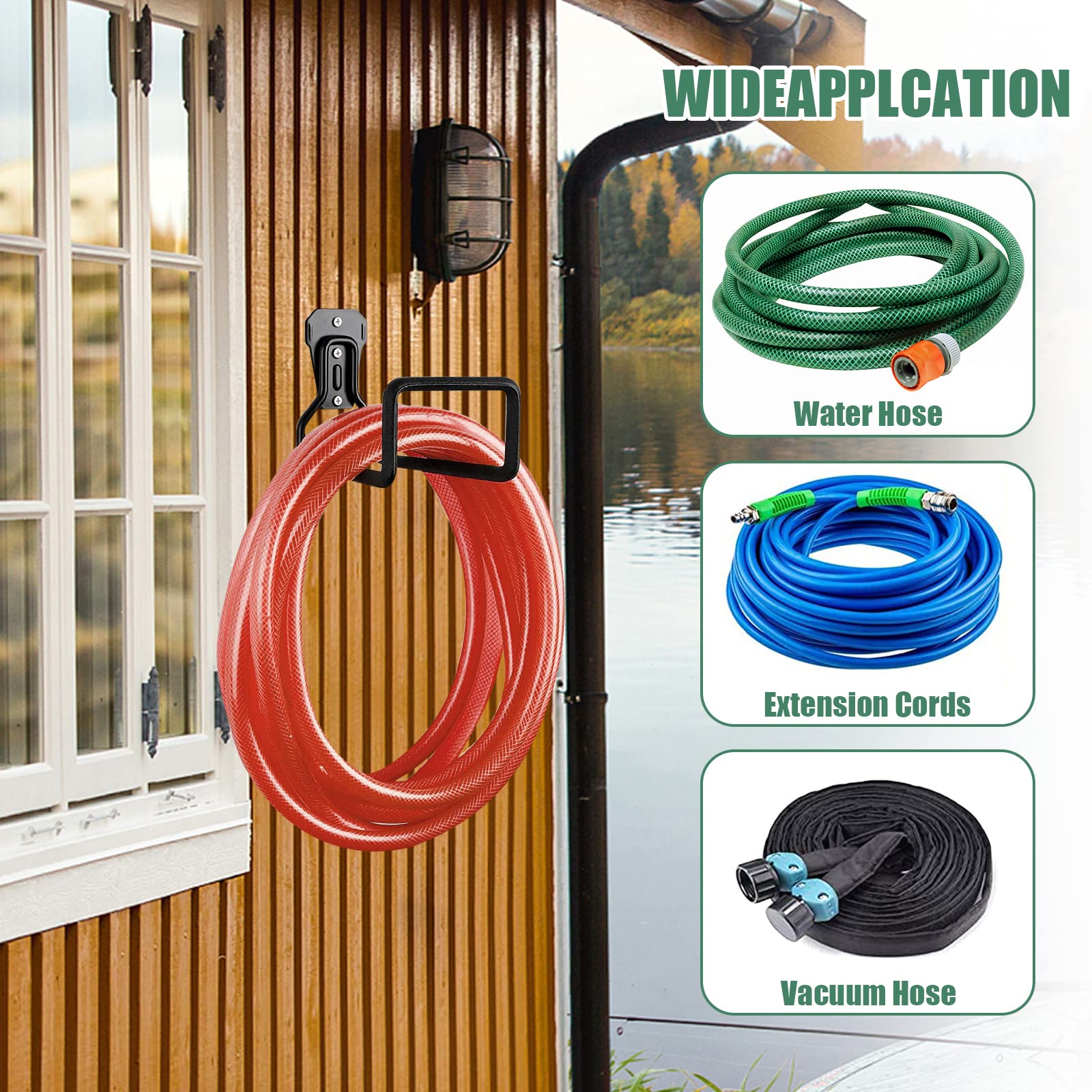 Hose Holder Wall Mount,1pc Black Garden Hose Holder,Water Hose Holders for Outside,Hold 125ft Hose, Reliable and Heavy Duty Rust-Free Hose Rack for Water Hose, Keep Your Backyard Neat and Clean