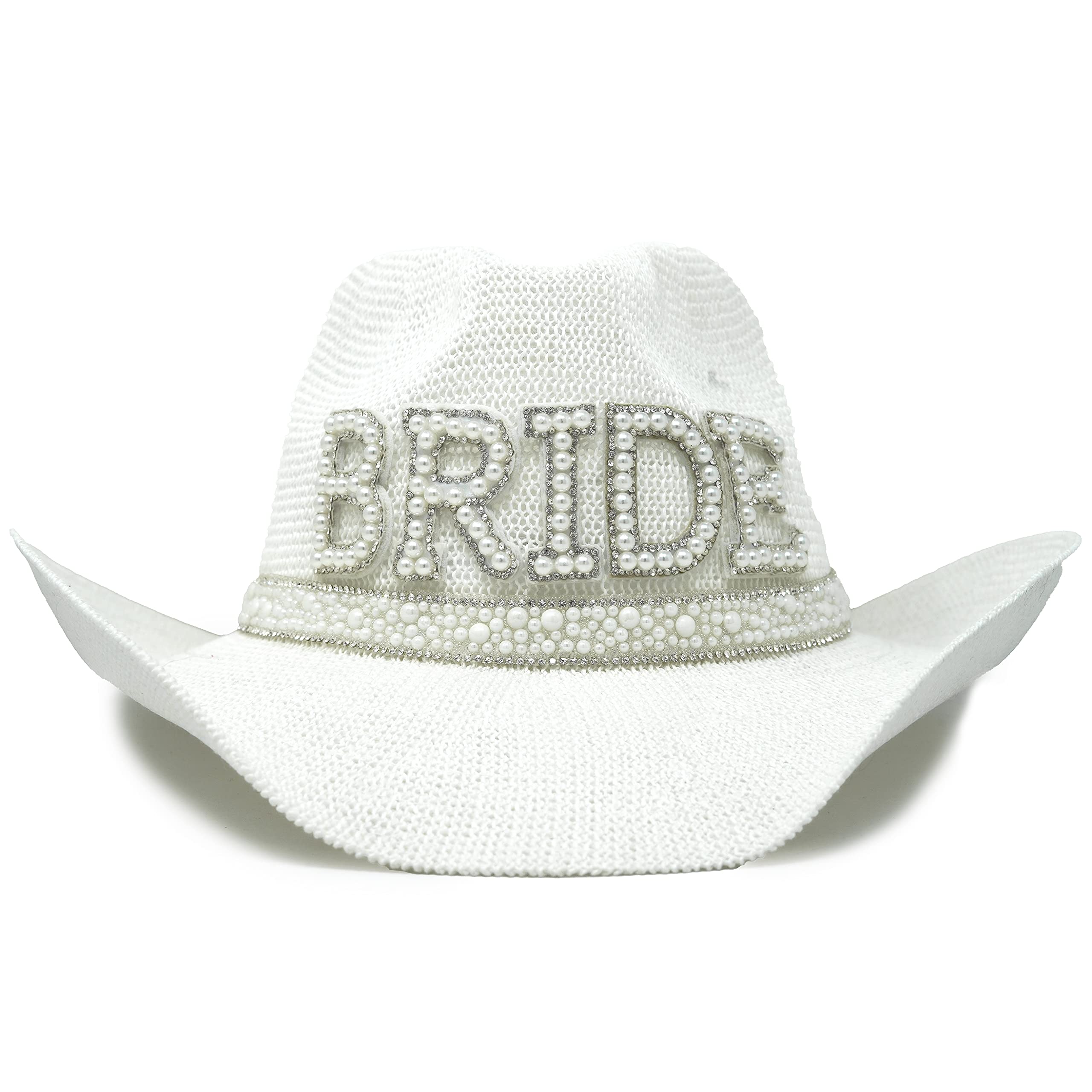 Funky Junque Women's Cowboy Hat - Bride (White/Silver)