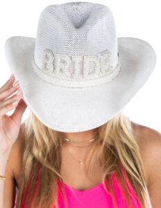 funky junque women's cowboy hat - bride (white/silver)