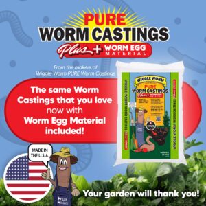 WIGGLE WORM Castings Plus Worm Egg Material, 40-Pounds - Fertilizer for Houseplants, Vegetables, and More - Earthworm Castings to Help Improve Soil Fertility and Aeration