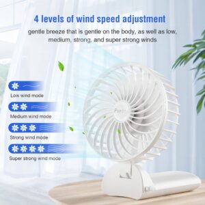 Psecici Handheld Fan, Mini Portable Fan with lanyard，4 Speeds Level Personal Fan, 180 Degree Foldable Desk Fan for Travel Outdoor Office Household