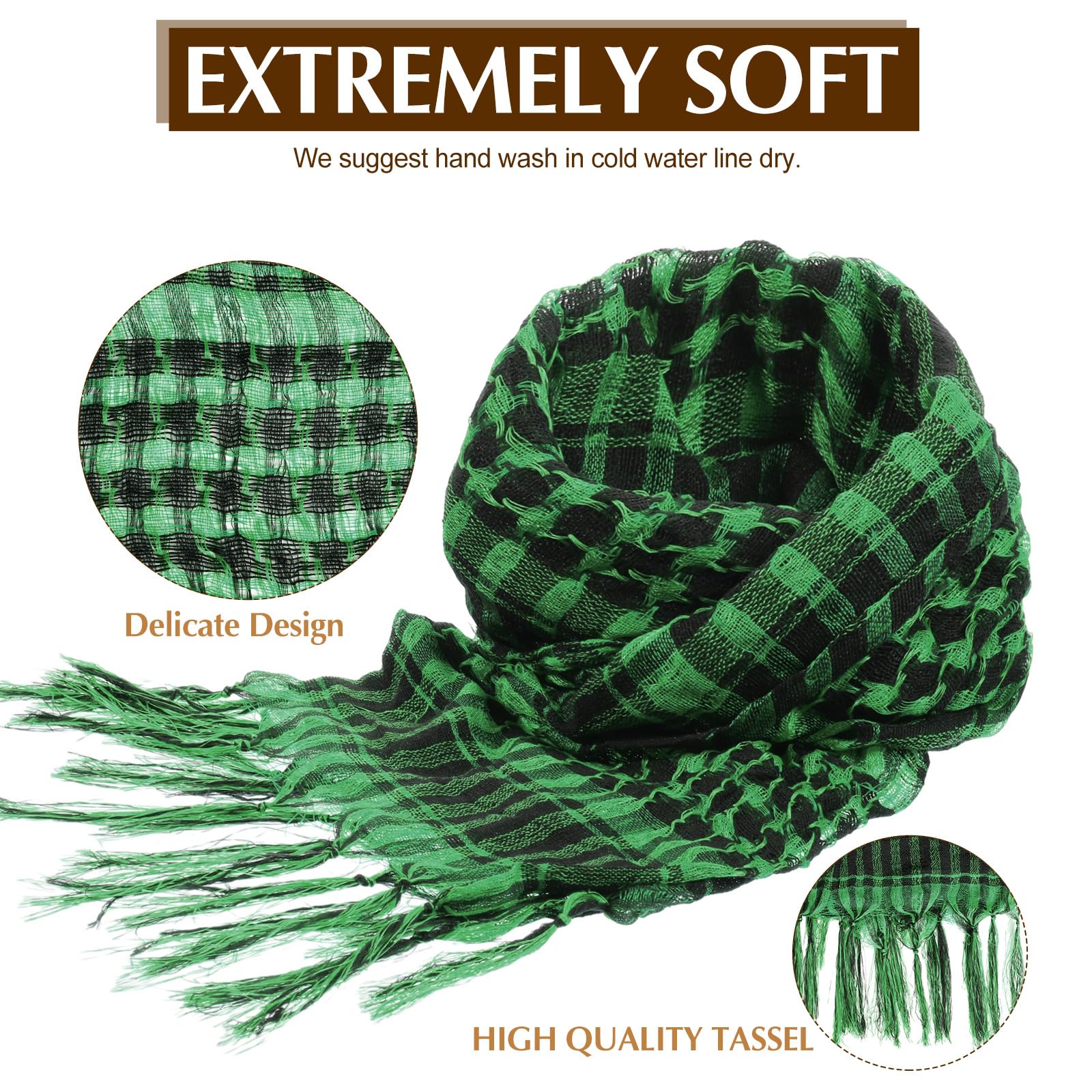 Newcotte 15 Pcs Military Shemagh with Tassel Desert Tactical Scarf Keffiyeh Women Men Face Head Wrap Winter Scarf Wrap for Neck Costume Mask Accessories, 43 x 43 Inches