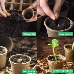 JERIA 50-Pack 3.15 Inch Peat Pots for Seedling with 50 Pcs Plant Labels,Outdoor Garden Germination Nursery Pots,Biodegradable Seed Starter Pots Kits