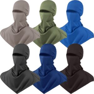 6 Pieces Balaclava Face Mask Cover Breathable Long Neck Covers for Men Women Outdoor Sports UV Sun Protection (Black, Gray, Blue, Navy Blue, Green, Brown)