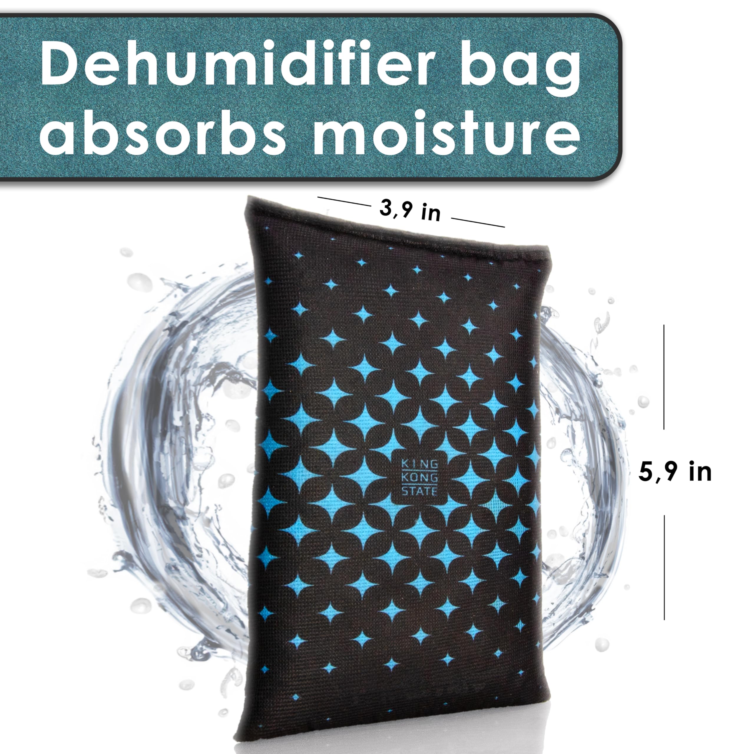 KING KONG STATE Rechargeable Desiccant Dehumidifier Bag 3-Pack - Moisture Absorbing Bag 3x 200g with Reusable Silica Gel for (Gun-) Safes, Storage Bins and Cars