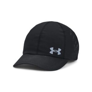 under armour womens iso-chill launch run adjustable hat, (001) black/black/reflective, one size fits most