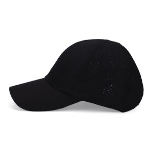 BUTITNOW New Upgraded Women Backless Baseball Cap High Ponytail Snapback Curl Caps Adjustable High Messy Bun Ponycap Black