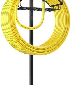 Helhom Garden Hose Holder Freestanding, Water Hose Holders with Storage Basket Detachable Garden Hose Stand Heavy Duty for Outside Lawn Yard