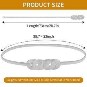 Giantree Women Skinny Belt, Metal Corset Belt Thin Waist Belt Stretch Waist Belt for Dress(Silver)