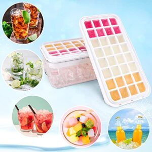 Ice Cube Tray,Ice Trays for Freezer with Lid and Bin,Ice Cube Trays for Freezer with 2 trays,Easy Release 64 pcs Ice,Ice Cube Molds,BPA Free