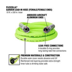 Flexzilla Garden Lead-In Hose, 5/8" x 10', Female to Female Fittings (3/4" - 11 1/2 GHT)