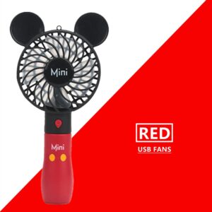 Cute Personal Mini Fan, Handheld & Portable USB Rechargeable Fan with Beautiful LED Light, 3 Adjustable Speeds, Portable Holder, for Indoor Or Outdoor Activities, Cute Mouse