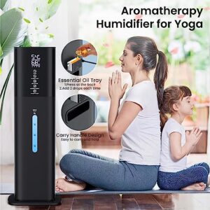 Humidifiers Large Room Bedroom with 7 Colors Light, 2.1Gal(8L) 3 Speed Quiet Ultrasonic Cool Mist Humidifier with 360° Nozzle, Humidity Setting, Timer,Aroma Box for Home Plant Baby Yoga Sleep (Black)