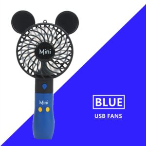 Cute Personal Mini Fan, Handheld & Portable USB Rechargeable Fan with Beautiful LED Light, 3 Adjustable Speeds, Portable Holder, for Indoor Or Outdoor Activities, Cute Mouse