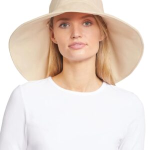 Solbari Ultra Wide Brim Sun Hat UPF50+ Packable UV Sun Protection Hats with Full Coverage Brim, Vanilla/Beige, Small-Medium