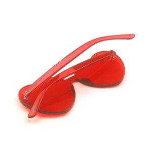 YooThink Love Heart Shaped Sunglasses for Women Colorful Rimless Sunglasses Party Sunglasses (Queen Red)