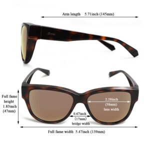 yodo Fit Over Glasses Sunglasses with Polarized Lenses for Men and Women,Leopard Frame Light Gold Lens