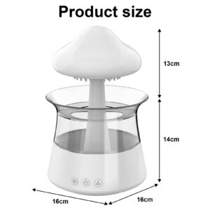 Cloud Rain Humidifier for Bedroom & Large Room Water Drip Humidifier with Remote Waterfall Lamp Mushroom Humidifier Rain Sounds White Noise Humidifier Air Humidifiers for Bedroom Desk (White)