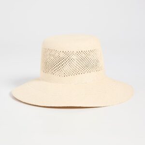 Brixton Women's Lopez Panama Straw Bucket Hat, Catalina Sand, Tan, M