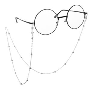 WLLHYF Glasses Chain for Women Strap Holder Around Neck, Women's Sun Reading Eyeglass Chain Hanger Face Mask Lanyard Necklace Silver