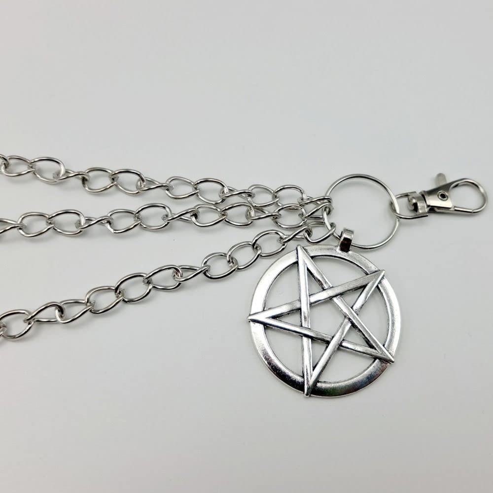 Punk Pants Chain, Pentagram Keychains for Men Women Jean Trouser Biker Chains Jewelry Gothic Rock Emo Accessories