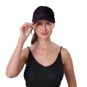 HADM Women Ponytail Backless Cap Mesh Curly Hair Baseball Cap Adjustable Running Hats Trucker Hat Quick Drying Hat Black