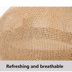 Wubruny Women Summer Octagonal Cap Straw Thin Newsboy Cap Painter Adjustable Rope Knitted Beret Mesh Breathable Boinas para Mujer Hat (Khaki)