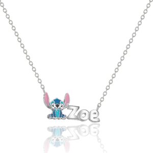 Disney Stitch Nameplate Necklace 18" - 925 Sterling Silver Custom Name Necklace - Official License - Stitch Gifts