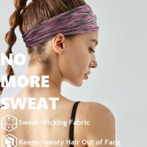 TERSE Moisture Wicking Headbands for Women - Non Slip Sweatbands for Workout, Sports, Yoga, Running, Athletic Hair Bands