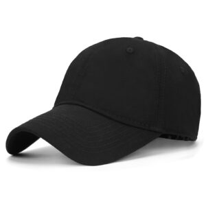 oversize xxl baseball cap for big heads 23.6"-25.6", extra large cotton baseball hat, plus size unstructured dad hats black