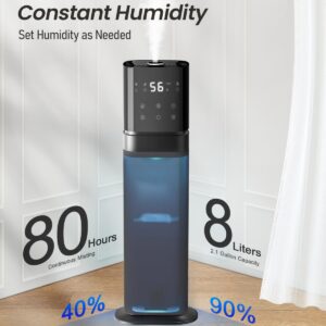 AILINKE Humidifier Large Room Bedroom, Cool Mist Humidifiers for Home Bedroom with Extended Tube, Room Cool Mist Humidifier, School, Office, Warehouse, 2.1Gal/8L