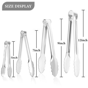 12 Pack Small Serving Tongs,XEVOM Stainless Steel Sugar Tongs Mini Appetizers Tongs Mental Kitchen Tongs for Serving Food (5inch)