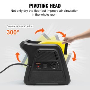 VEVOR Pivoting Utility Fan, 600 CFM High Velocity Floor Blower for Drying, Cooling, Ventilating, Exhausting, 300° Blowing Angle Air Mover, Portable Carpet Dryer Fan for Home, Work Shop