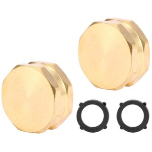 Sanpaint 2 Pack Garden Hose End Caps with Washers, Brass Spigot Cap, 3/4" Female End Cap