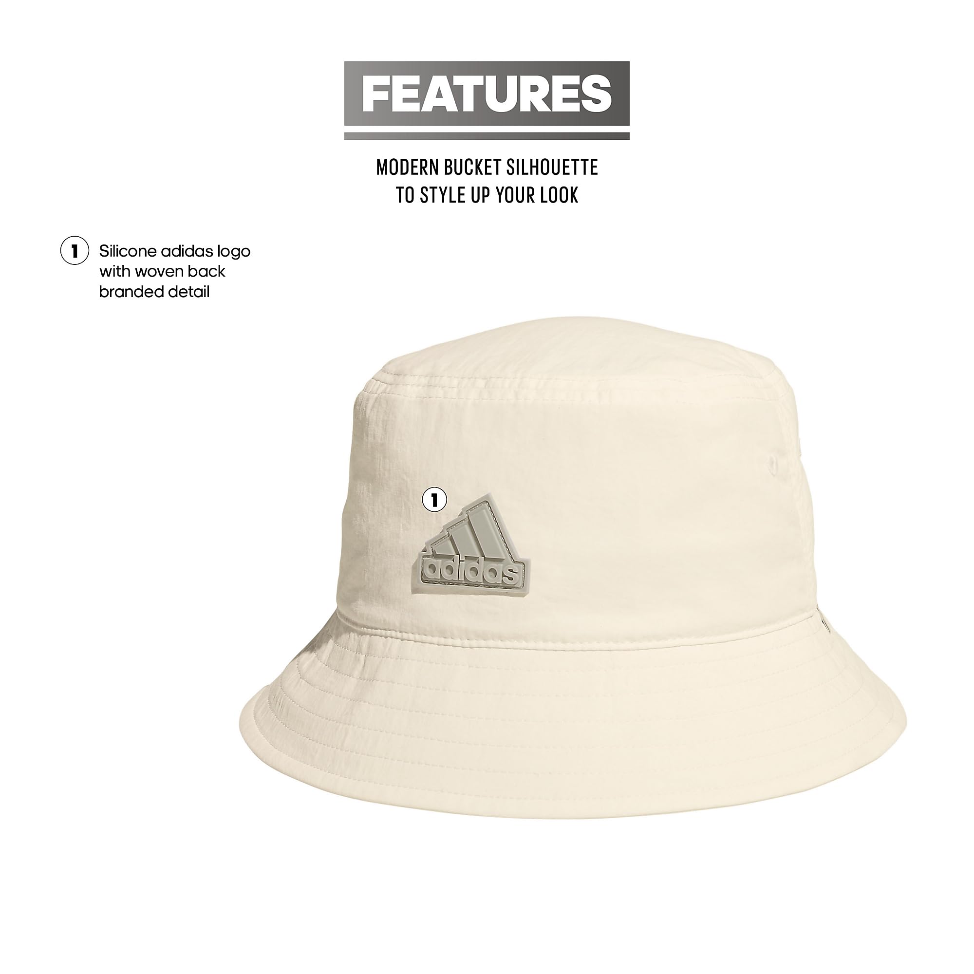 adidas Women's Shoreline Bucket Hat, Off White/Putty Grey, One Size