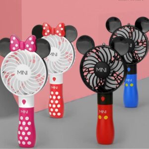 Cute Personal Mini Fan, Handheld & Portable USB Rechargeable Fan with Beautiful LED Light, 3 Adjustable Speeds, Portable Holder, for Indoor Or Outdoor Activities, Cute Mouse