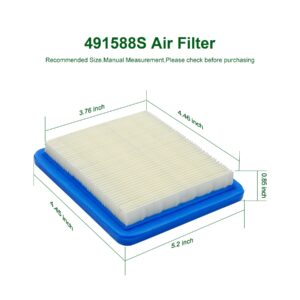 Brlyeeanze 2 Pack 491588s Air Filter for Briggs and Stratton 491435S 399959 491435 625e 675ex Toro 20332 20835 Troy Bilt TB110 TB130 Series Quantum 3.5-6.75 HP Engine Lawn Mower Filter