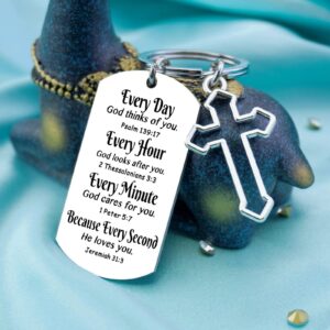 Christian Gifts for Women Men Cross Christian Keychain Accessories for Women Men Faith Religious Baptism Gifts for Friends Pastor Catholic Bible Verse keychain for Easter Birthday Gifts for Women