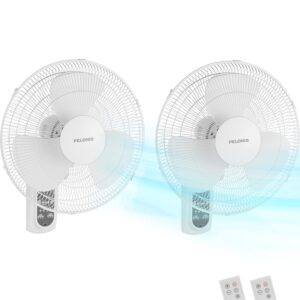 PELONIS 16‘’ Wall Mount Fan with 3 Speed Settings Oscillating Fan with Adjustable Tilt High Velocity Household Wall Mounted fan, for Garage Patios Bedroom 2 Packs White