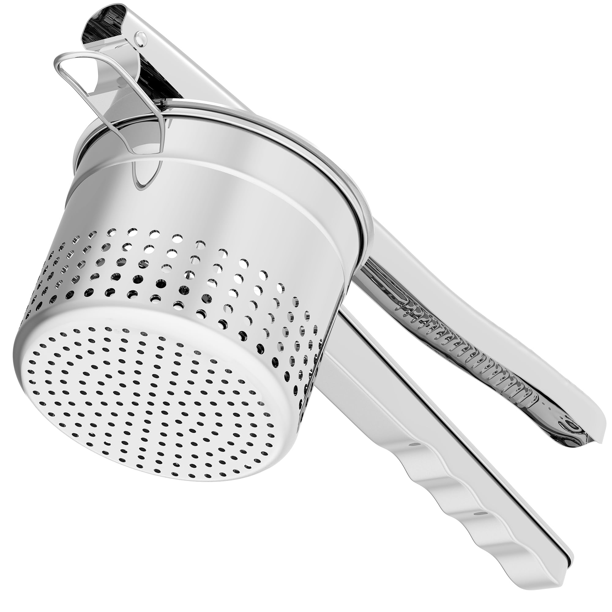 GloTika Large 15oz Potato Ricer Masher, Heavy Duty Stainless Steel Potato Masher with Ergonomic Handle, Masher and Ricer Kitchen Tool for Mashed Potatoes, Noodle Maker