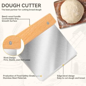 Danish Dough Whisk - Bread Whisk Set of 3 pieces, Bread Making Tools and Supplies, Sourdough Bread Whisk, Dutch Whisk for Dough, With Dough Scraper Bread Cutter, Bread Lame Dough Scoring Tool, Blades