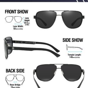 DUCO Aviator Sunglasses For Men Polarized Sunglasses Men UV Protection Carbon Fiber Temple Mens Sun glasses For Driving Black 3051