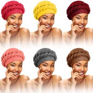 hanaive 6 pcs african head wraps for black women braid african turban cap twisted headscarf turbans cover wrap hat(bright colors)