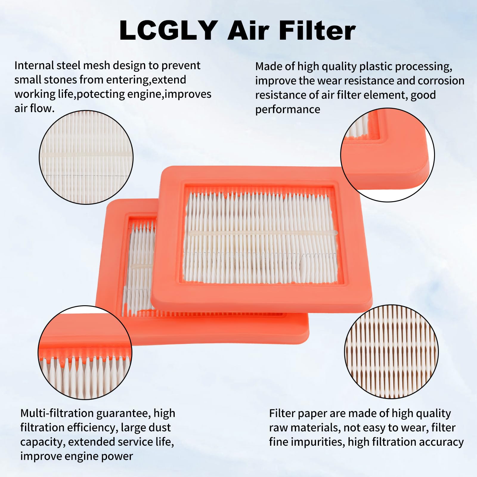 LCGLY 2 PCS 17211-Z8B-901 Air Filter Compatible with Honda HRX217 HRR216 HRC216 HRT216 HU800AWD HRB216 HRB217 HRS216 HRZ216 GCV160LAO GCV190LA GC190LA GCV200LA HRN216 series lawn mower EB2800I EG2800I