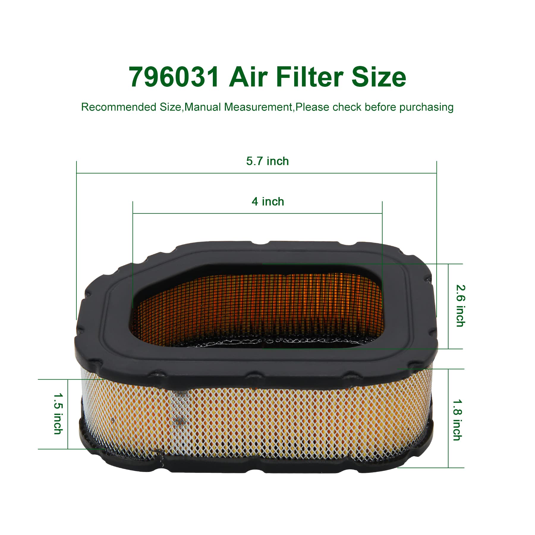 Brlyeeanze 32 083 03-S 32 883 03-S Air Filter Compatible with Kohler Courage SV735 SV710 SV715 SV720 SV730 SV740 Engine Deere MIU11843 MIU11943, Craftsman 33180 Lawn Mower (2Pcs)