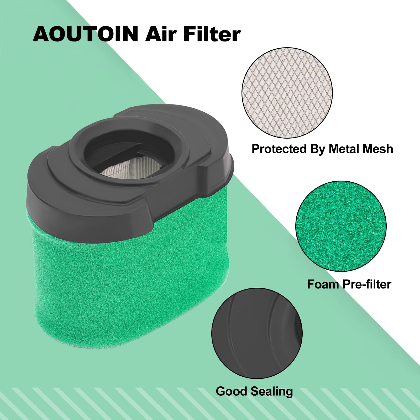 Aouton 792105 2 Pack Air Filter for BS 276890 593435 593240 407777 40G777 445667 445877 4163206 4163205 21544700 Z425 LA165 D160 D170 Z245 MIU11515 GY21057 Lawn Mower Air Filter