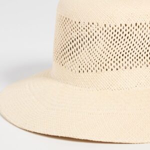 Brixton Women's Lopez Panama Straw Bucket Hat, Catalina Sand, Tan, M