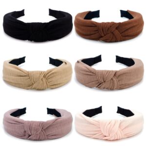 tobatoba 6pcs knotted headband for women, neutral colors, hair accessories for women girls, fashion cute headbands, no slip cotton, comfortable, suitable for many occasions